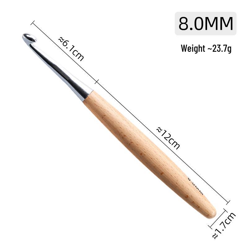 High-Quality Solid Wood Crochet Hook Set with Wooden Handles for Yarn and Sweater Knitting.