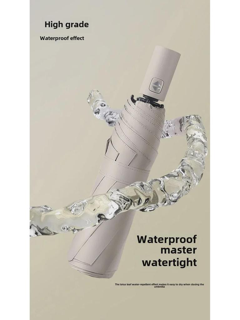 Schwarzer automatischer Sonnen- und Regenschirm mit 32 Knochen – kompakter Sonnenschirm mit doppeltem Verwendungszweck für Damen, ideales Geschäftsgeschenk