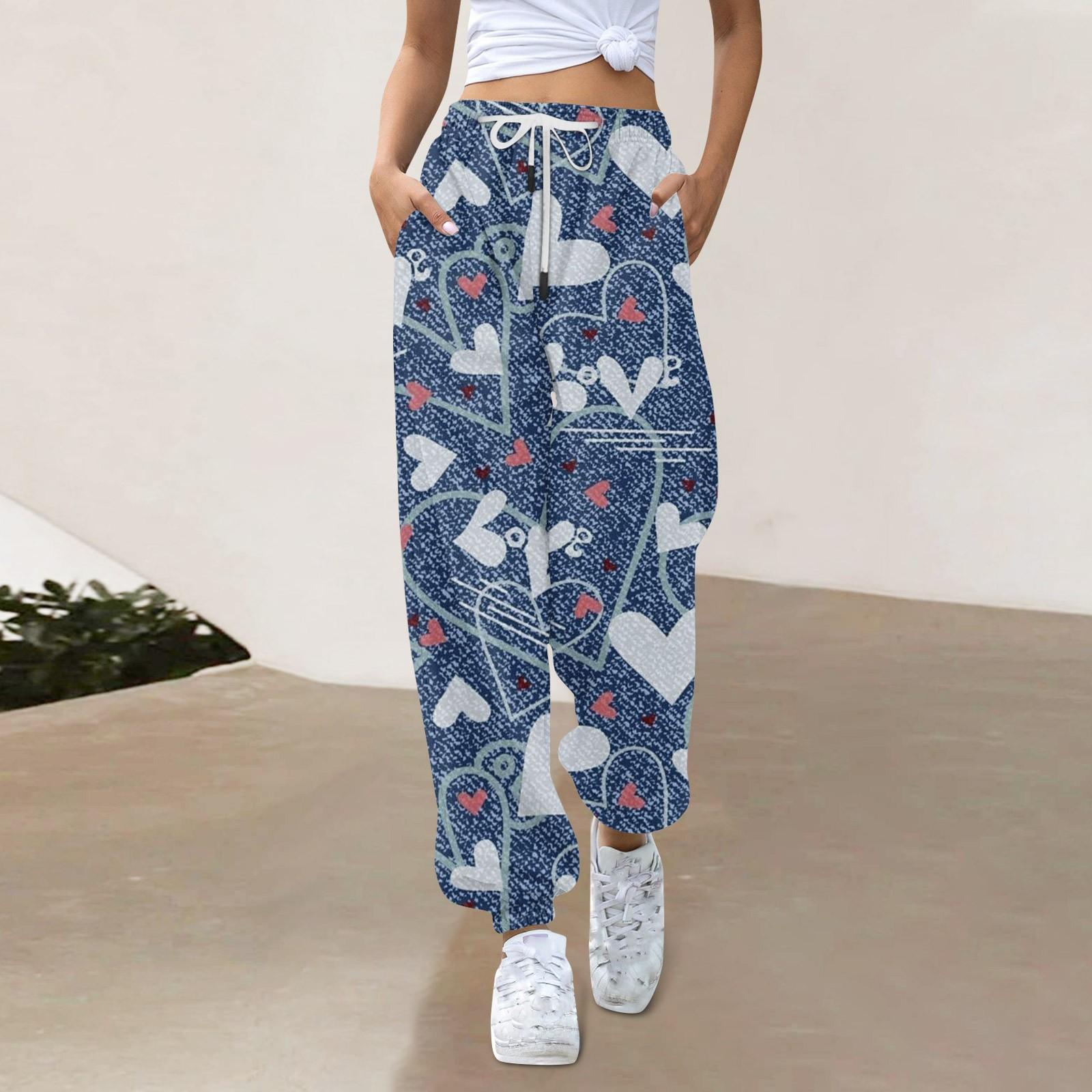 

Женские повседневные модные спортивные штаны с имитацией джинсовой ткани и повседневные брюки XXXL