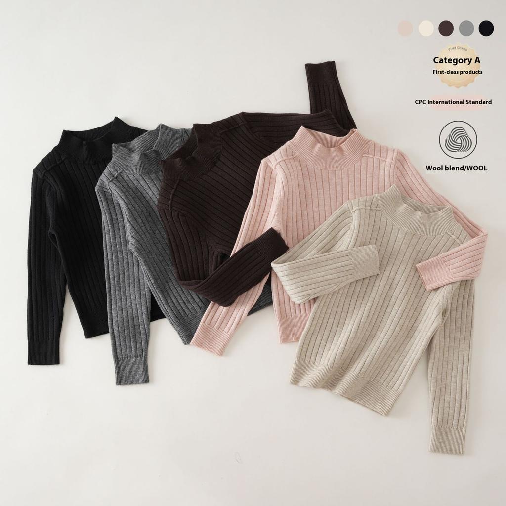 Maglione in Maglia Carino da Ragazza a Collo Alto Abbigliamento Casual per Adolescenti Bambini Top Pullover Versatile Super Morbido Intimo Base alla Moda