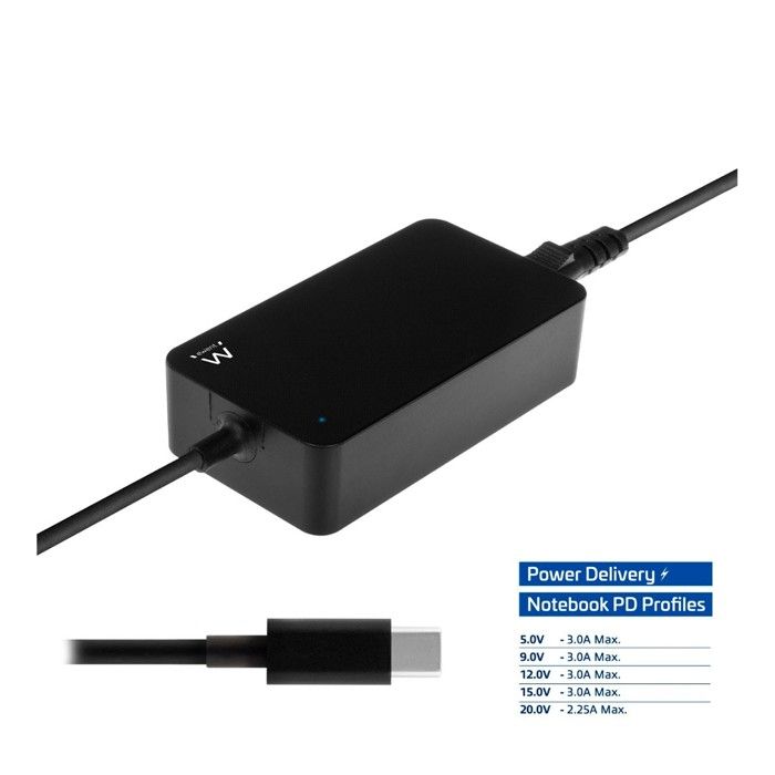Chargeur - Ewent - EW3981 - USB Type-C - 45W - Noir