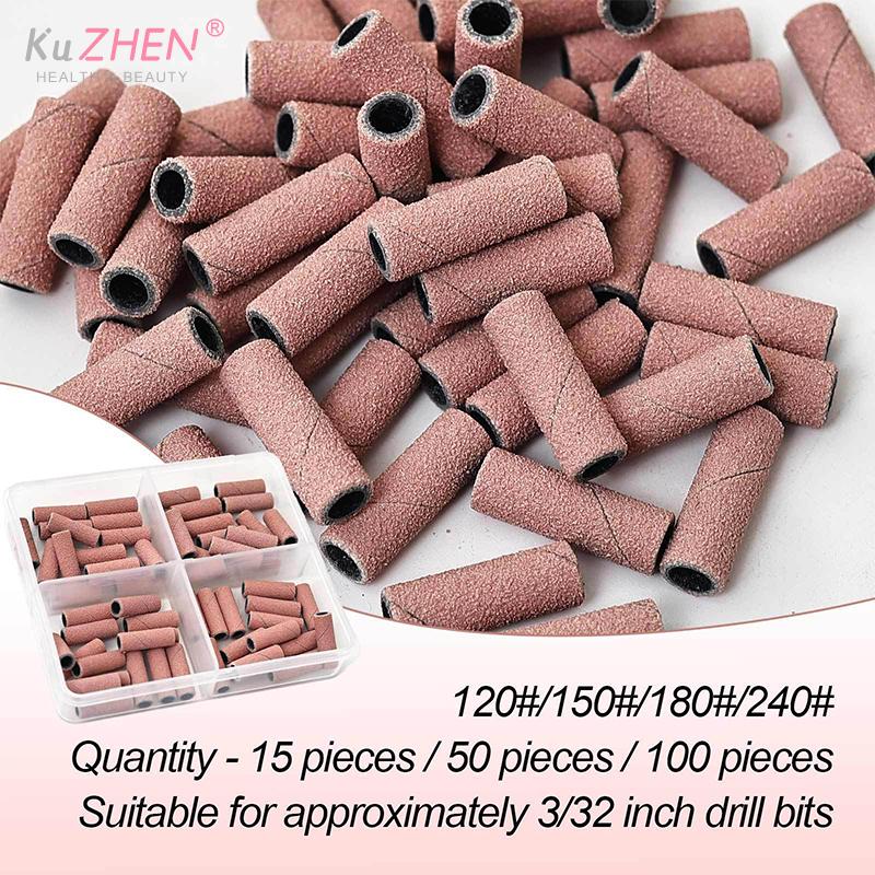 Nail Sanding Ring Bands 80/120/180/240 Grit Electric Manicure Drill Grinding Heads UV Gel Polish Removal Pedicure Abrasive Tools