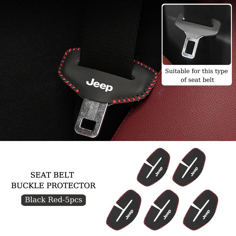 Car Seatbelt Buckle Cover Leather Seatbelt Anti-Scratch Mat Accessories For Jeep Renegade Grand Cherokee Compass Patriot Wrangle AKV1