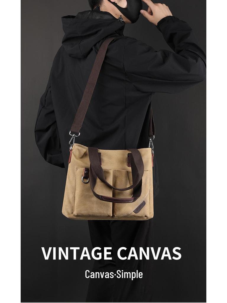 2024 Trendy Canvas Commuter Handbag - Large Capacity, Simple Shoulder & Messenger Bag
