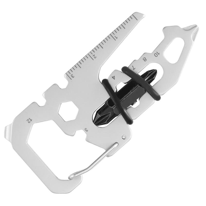 Carabiner Keychain Multi Tool Card Stainless Steel Versatile Bottle Opener for Outdoor Sports Survival Camping