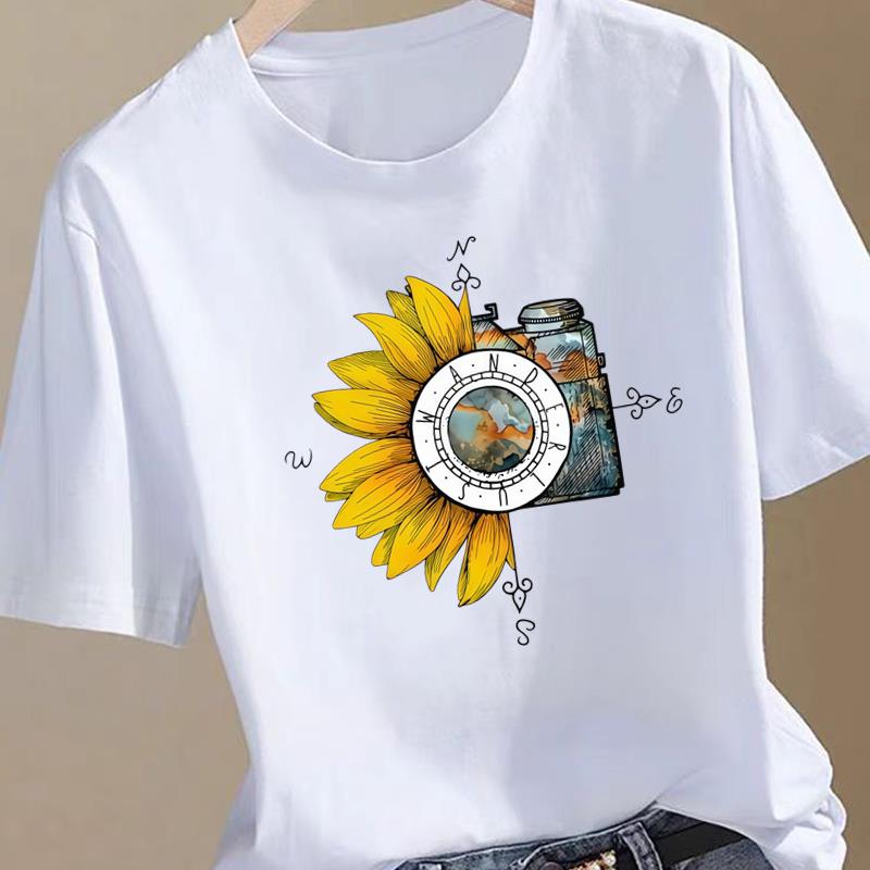 (Asian Size) Trend 90s Lovely Women Fashion Print Female Clothing T Shirt Tee Top Woman Short Sleeve Graphic T-shirts