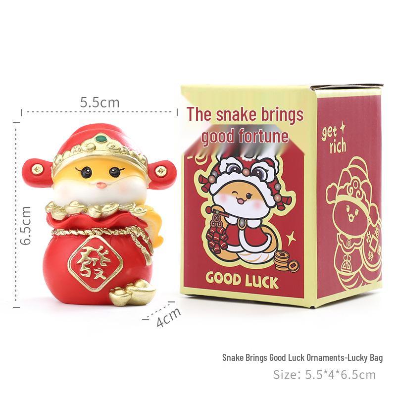 Guochao Zodiac Snake Figurine: Year of the Snake Desktop Ornament, Spring Festival Creative Gift