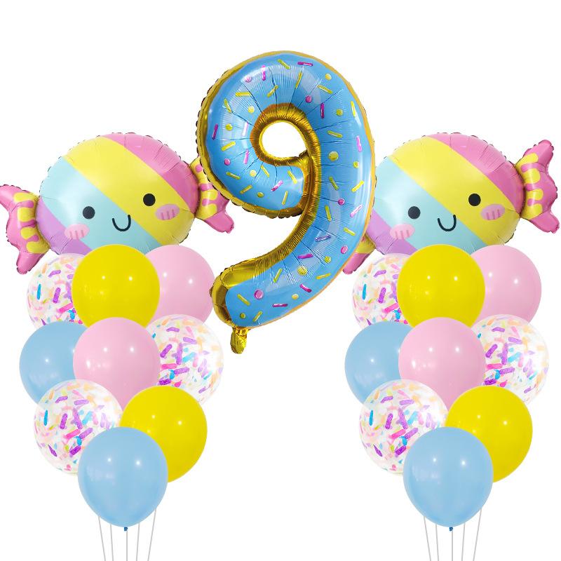 Candy Aluminum Film Digital Balloon Set Baby Shower Children's Birthday Scene Arrangement Background Decoration