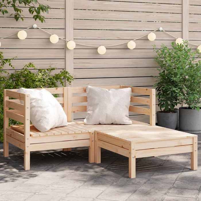 VidaXL Garden Sofa 2 Seater and Footrest, Seat with Backrest, Outdoor Patio Backyard Terrace Furniture, Wood 838019