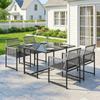 5 Pieces Garden Dining Set, Outdoor Patio Cube Set, 4 Seater Outdoor Table and Chairs with Foldable Backrest, Light Grey
