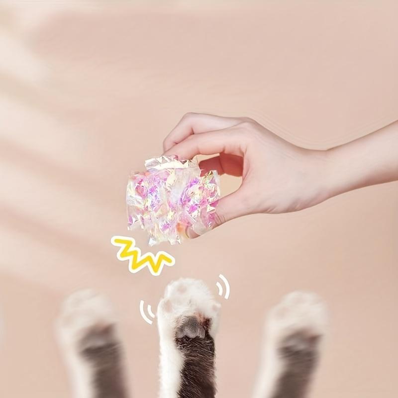 6pcs Crinkle Paper Ball Squeaky Toys Indoor Cat Crinkle Paper Balls Kitten Interactive Play Toys Chasing Training Kitten Toys