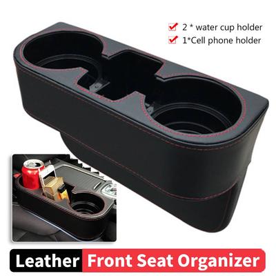 Car Cup Holder Leather Cover Console Side Front Seat Organizer Cell Mobile Phone Holder Car Seat Crevice Storage Box Car Gadget