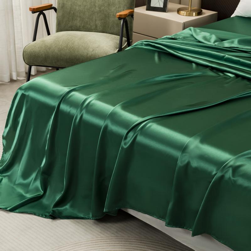 Cross-border foreign trade simulation silk sheet pillowcase solid color European and American pocket pillow wholesale pair of ice silk quilt