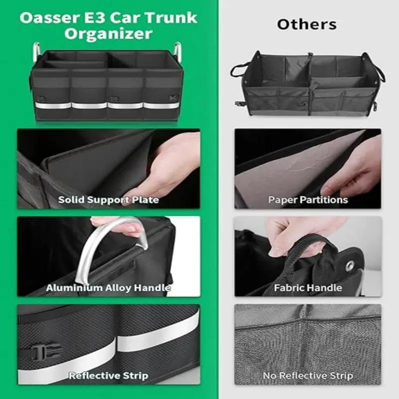 Car Trunk Organizer with Lid, Collapsible Car Trunk Storage Organizer, Car Organizer and Storage for SUV, Truck, Sedan