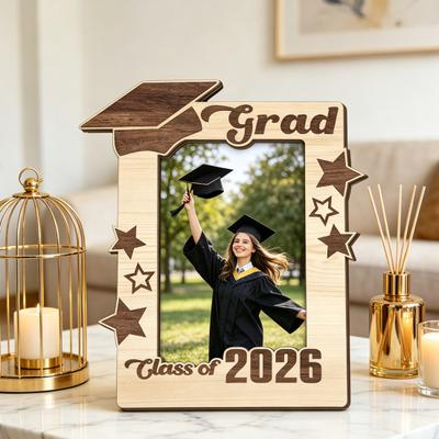 Graduation Photo Frame Class of 2026 Wooden Picture Frame Tabletop Standing Photo Display