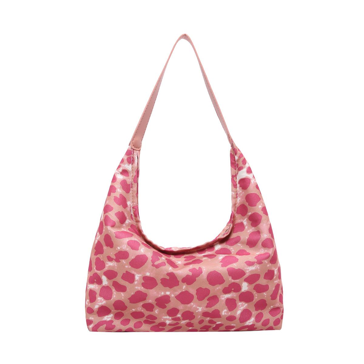 

Корейская версия модного рюкзака большой вместимости, женская новая простая холщовая сумка с леопардовым принтом, сумка через плечо и подмышку розовый