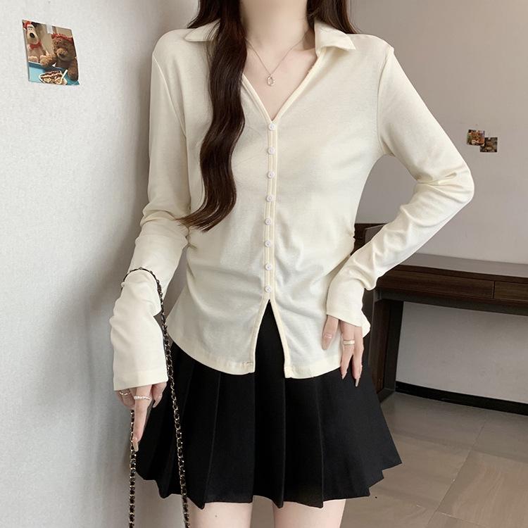 

Stylish Plus Size V-Neck Long-Sleeved Top for Women 3XL абрикосовый