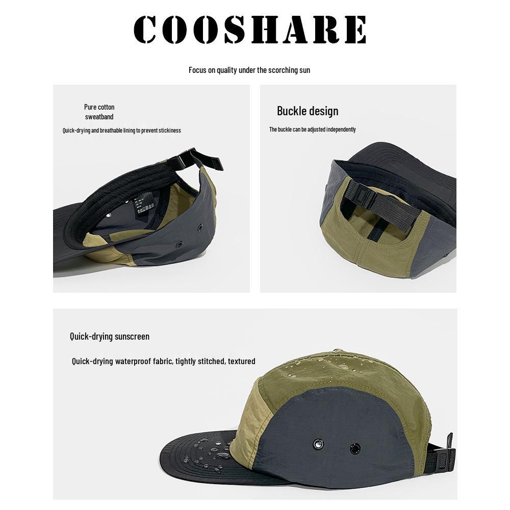 Stylish Five-Panel Quick Dry Skater Hat: Japanese Color Block, Hip Hop Flat Brim, Outdoor Sports Cap
