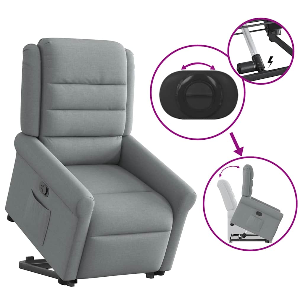 Recliner Chair with Rising Function Light Grey Fabric