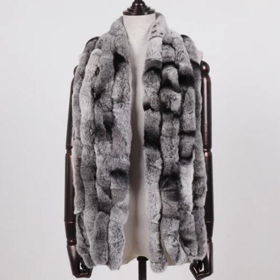 

Зимний женский шарф из натурального меха кролика рекс, натуральный мягкий шарф из меха кролика рекс шиншиллового окраса, женский теплый мягкий меховой шарф из кролика рекс
