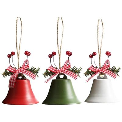 2025 Christmas Hanging Jingle Bells With Christmas Bow/Berries Antique Holiday Chic Bells For Home Party Decoration