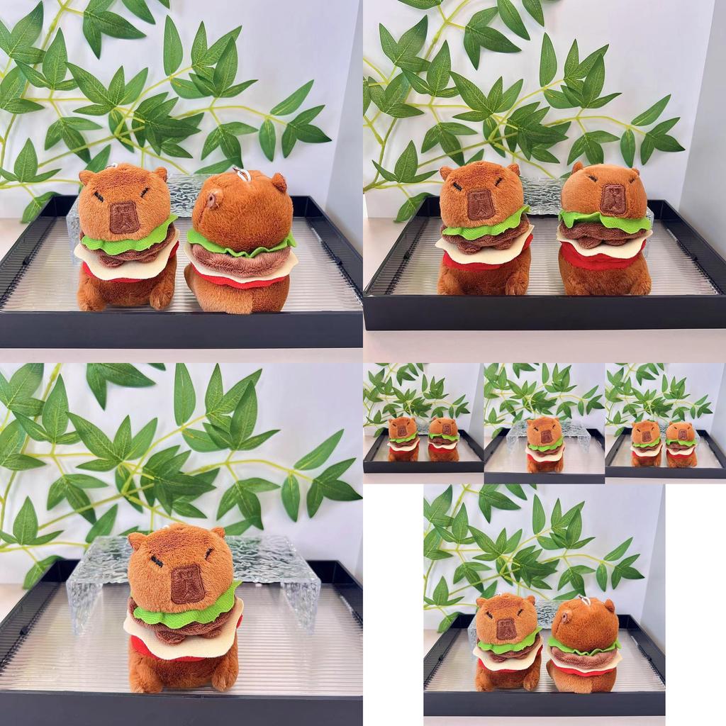 Cute Hamburger Capybara Plush Pendant Keyring Premium Quality For Animal Plush Lovers