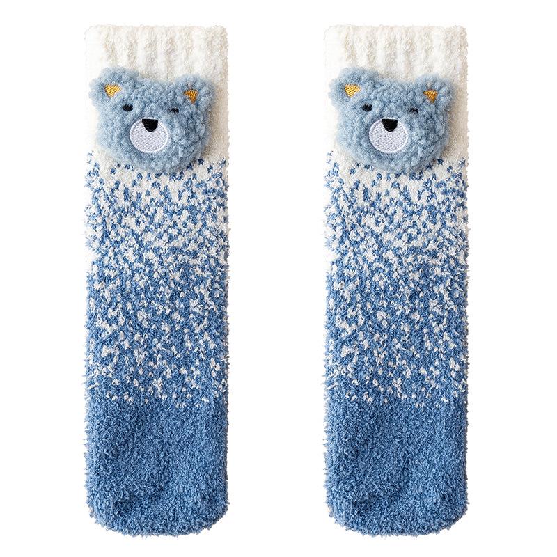 Christmas Gift: Autumn & Winter Parent-Child Coral Fleece Sleep Socks - Festive Cartoon Design for Couples & Families