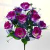 12-Head Rose Artificial Flower Arrangement for Weddings and Home Decor - Ideal for Living Room, Tea or Coffee Table Display