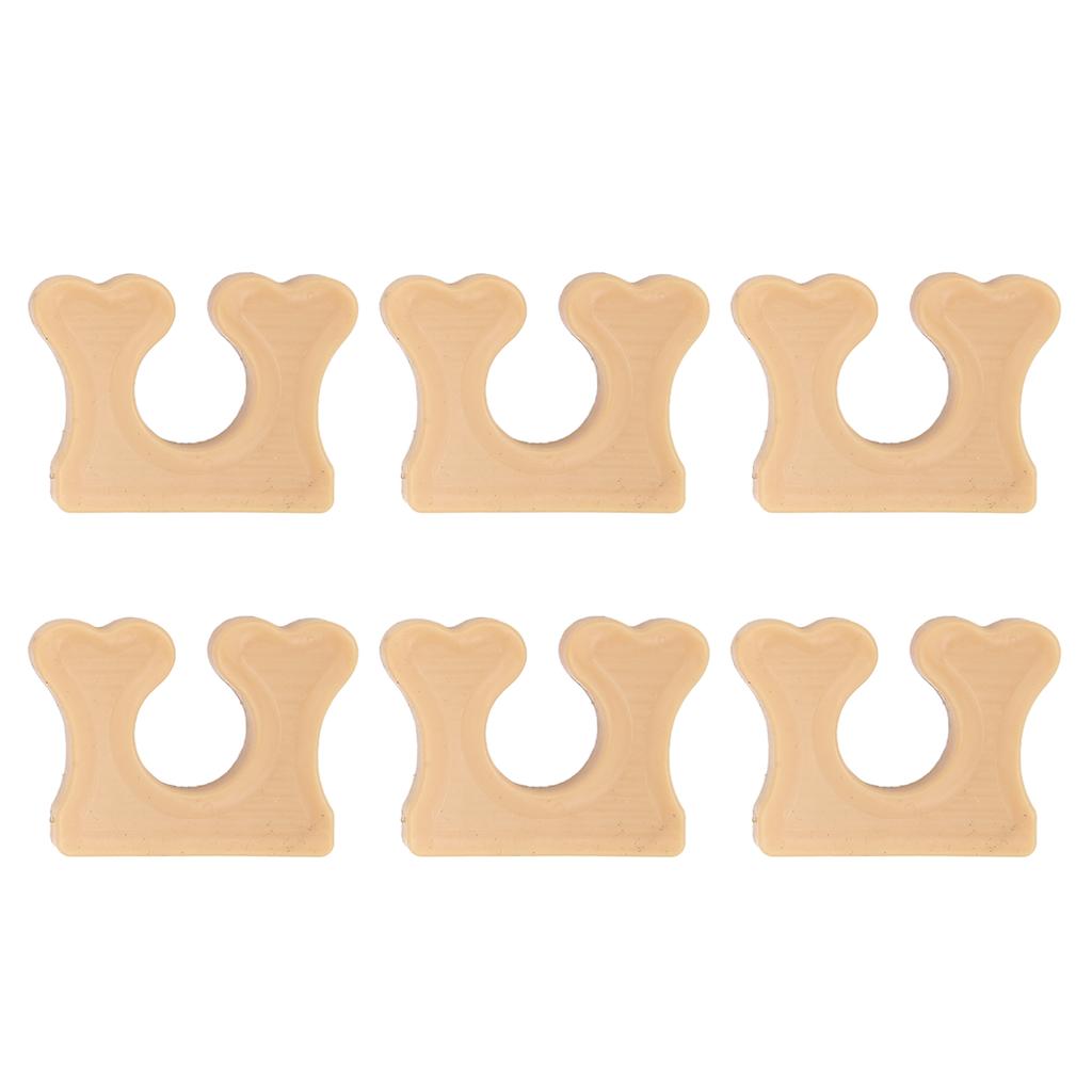 6pcs Individual Toe Separators Soft Silicone Correct Toes Relief Foot Pain Toes Separate Tool Khaki