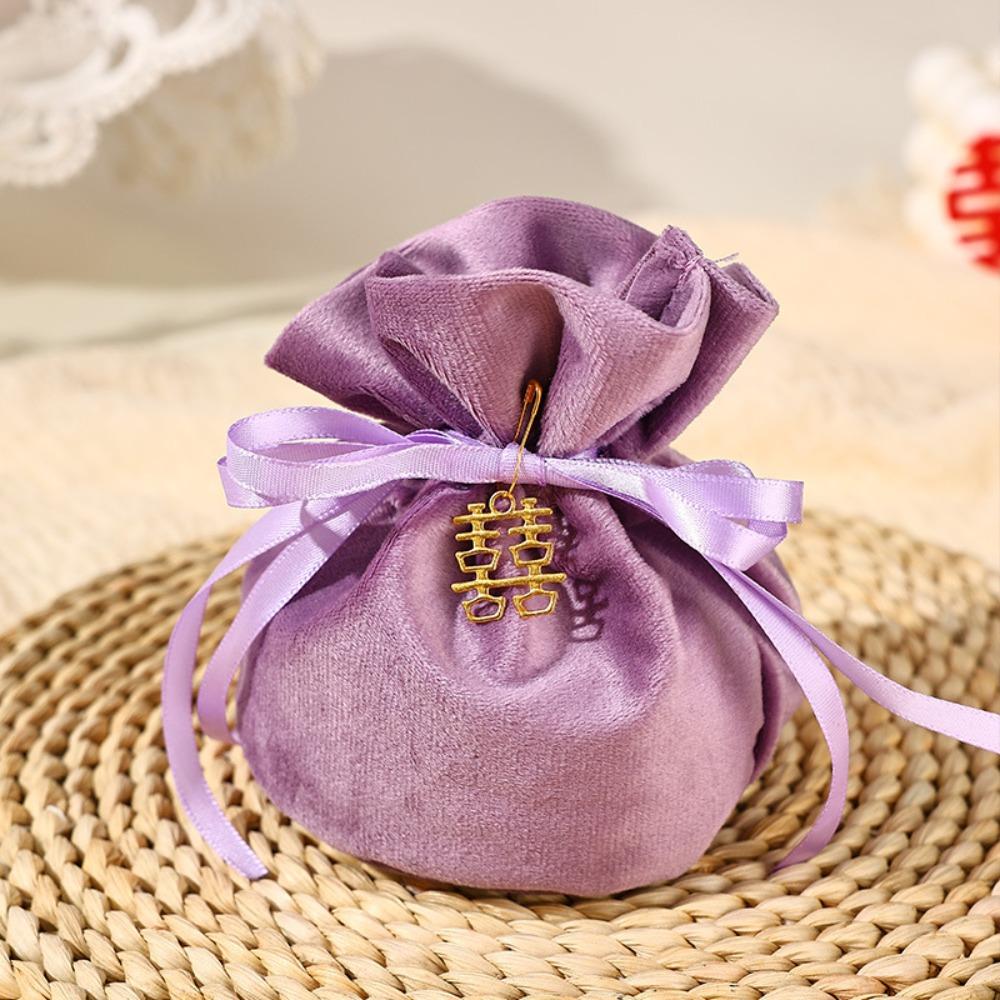 Traditional Drawstring Candy Bag Chinese Wedding Gift Bag Creative Flannel Gift Bag Party