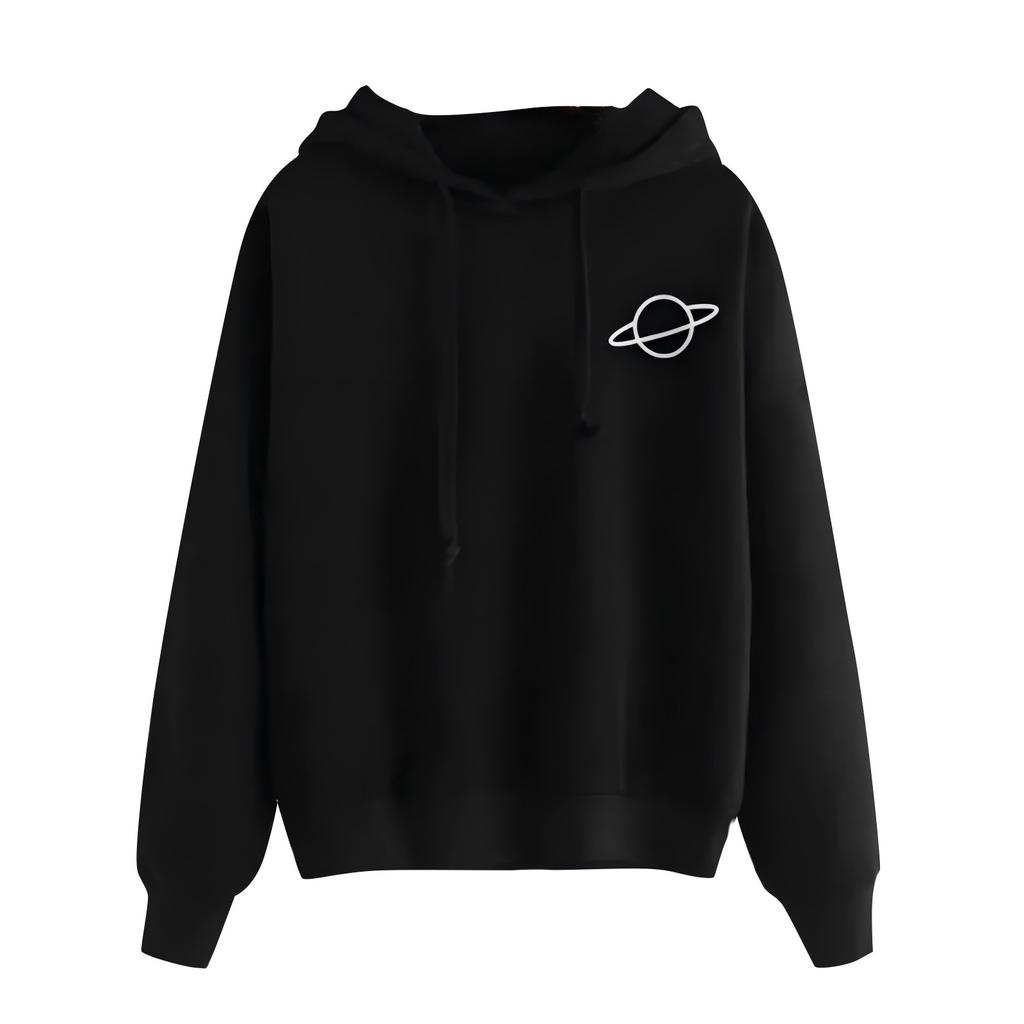 Loose Casual Printed Planet Printed Hooded Women's Sweatshirt