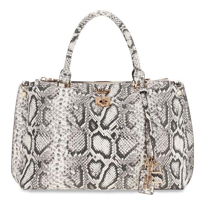 GUESS Sac à main blanc gris clair pour femme - Bianca Girlfriend Satchel Natural 345380