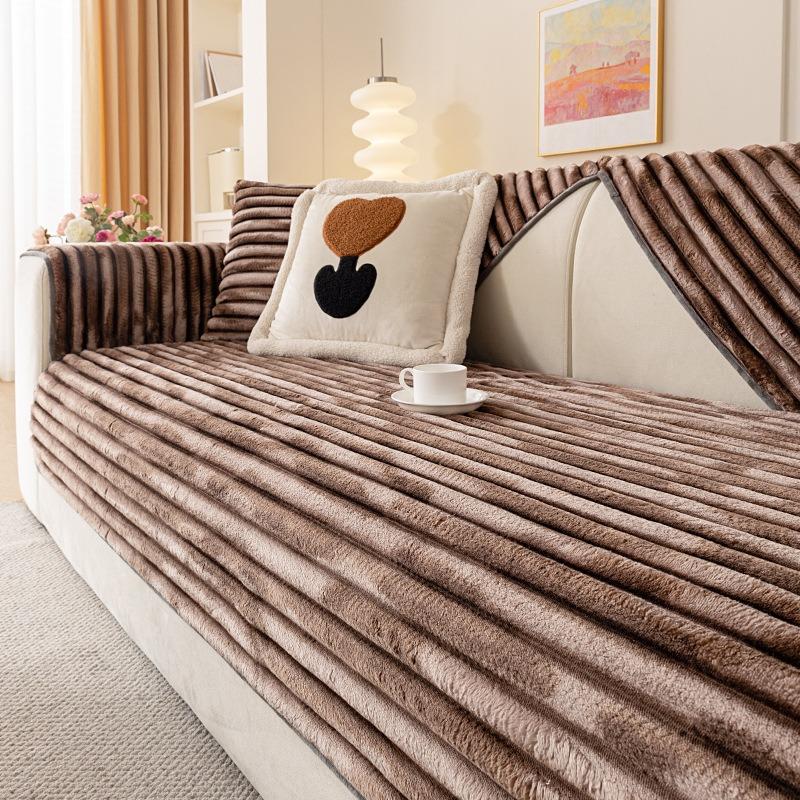 New Plush Sofa Cushion Autumn Winter Thickened Anti Slip Anti Cat Scratch Seat Cushion Simple Modern Sofa Cover Cloth