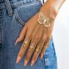 Vintage Offener Hohlfingerring Gliederkette Schmetterlingsarmband für Damen Punk Goldfarbe Kubanische Kette Hand Schmuck Party