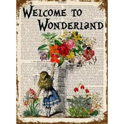 Vintage Alice In Wonderland Metal Tin Sign Kids Room Garage Man Cave Poster