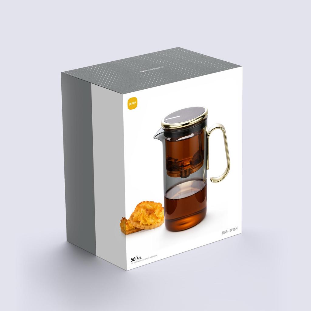 Dzbanek do herbaty z wysokoborokrzemowego szkła żaroodpornego 580 ml z zaparzaczem, Czajnik do oddzielania herbaty od wody 580 ml Najwyższej jakości