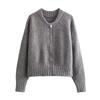 In-stock Gray Zip-up Sweater for Women, 2024 Autumn/winter Casual Elegant Commuter Long-sleeve Knit Cardigan