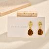 Retro Women Water Drop Earrings Geometric Tiger Eye Natural Stone Earrings Trendy Jewelry Gift