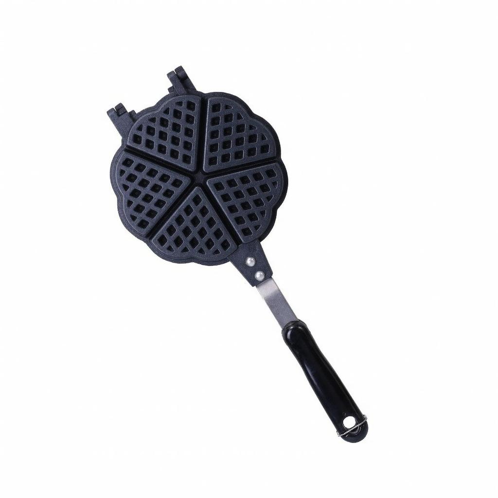 Molde para Hornear Gofres Portátil para Estufa de Hierro Fundido para Cocineros Caseros
