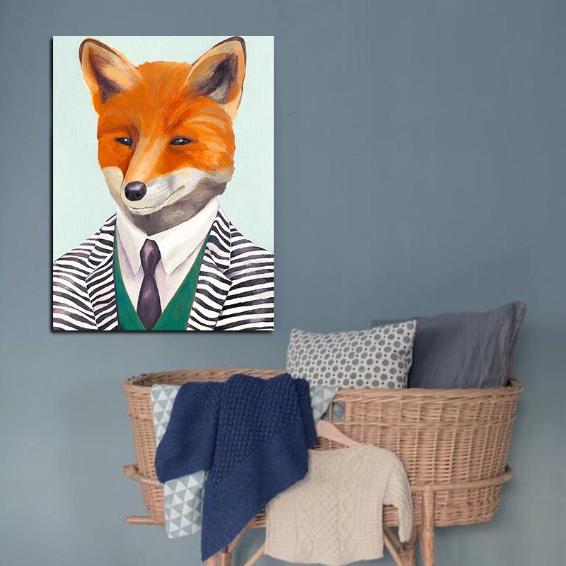 

Современная декоративная живопись для гостиной, картина маслом с изображением лисы, простая картина для спальни, столовой