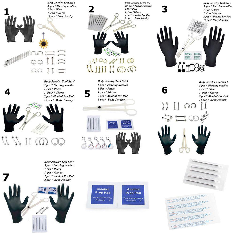Cartilage Helix Eyebrow Nipple  Belly Tongue  Body Piercing Tool Kit Piercing Jewelry Needles Kit