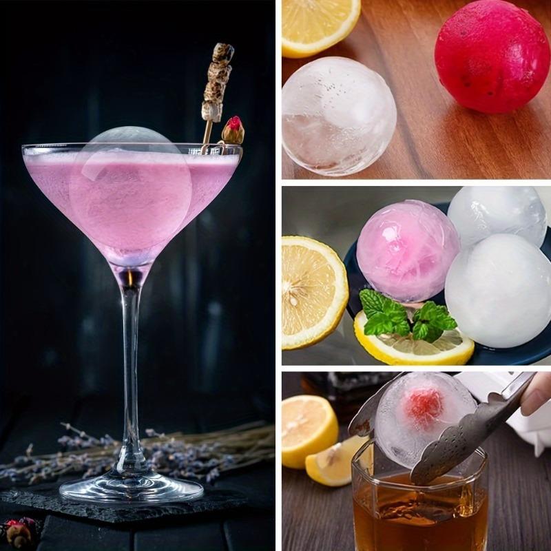 Set aus Silikon-Eiskugelformen für Whiskey, Cocktails und Getränke - 4-teiliges Set mit 2-in-1 Trichterdeckel.