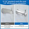 4X Bathroom Tub Spout,5 1/4 Inches Reach Wall Front Mount With Shower Diverter 1/2In IPS Inside Thread Faucet Spout