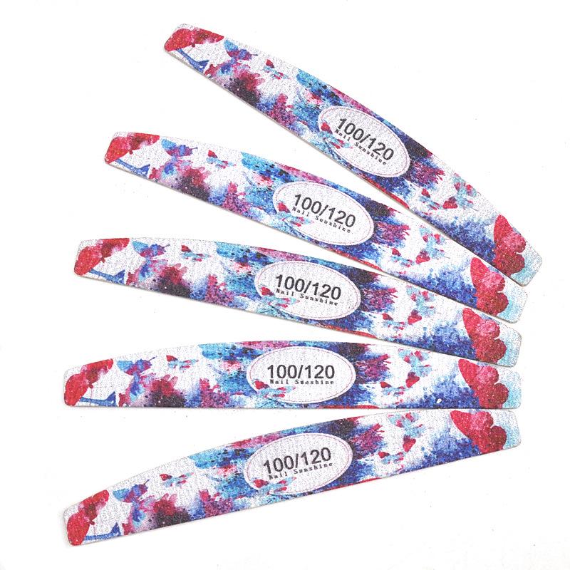 Crescent-Shaped Butterfly Flower Print Nail File - Thin Wood Chip Manicure Shaping and Grinding Tool