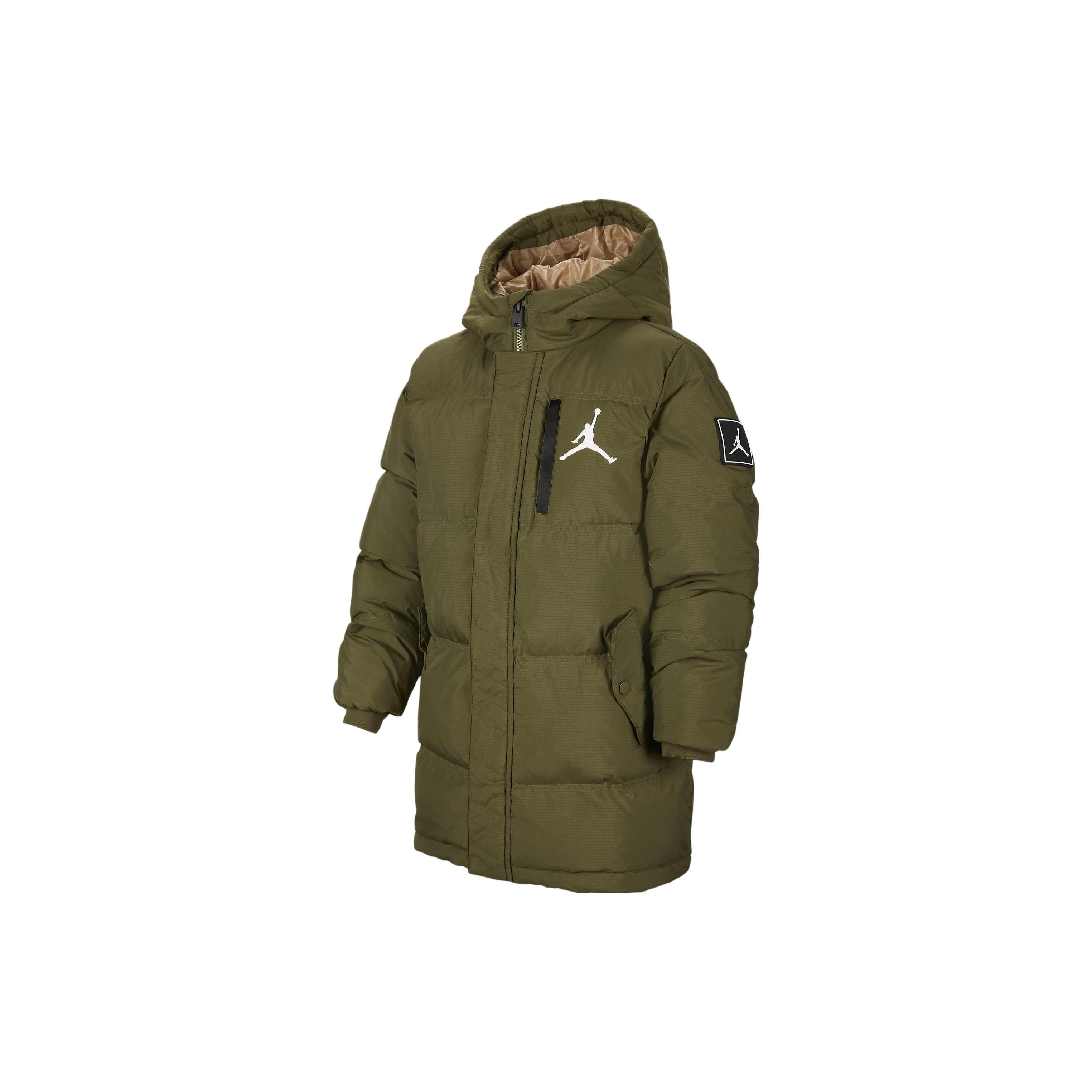 (GS) Air Jordan Midlength Puffer Coat Olive Green Kids FV2740-398 XL