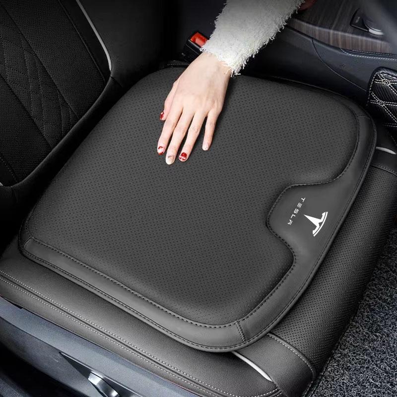 CREKH1 Nappa Leather Car Seat Cushion For Tesla Model S X Y Juniper 3 Highland Cybertruck Breathable Seat Cover Car Interior Accessorie