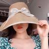 Liu Yifei Japanese foldable sunscreen hat women's bucket hat beach sunshade big brim straw hat summer sun hat