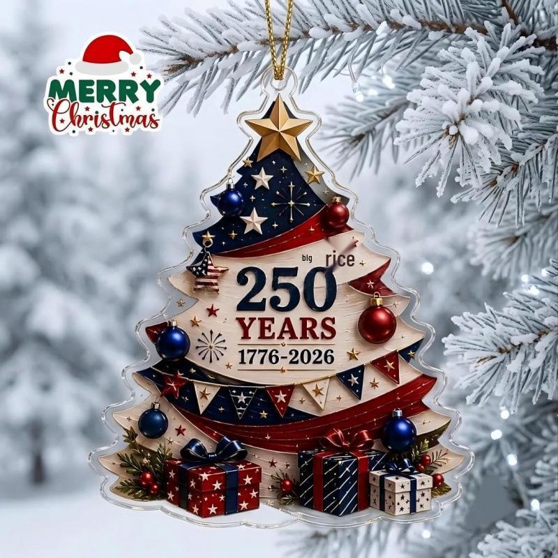 Patriotic Theme Acrylic Christmas Ornaments for the 250th U.S. Anniversary