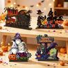 Ghost And Witch Room Decorations Halloween Wooden Table Centerpiece, Decorative Sign Ornaments, 3D Layered Gnome Pumpkin Skeleton Creative Desktop