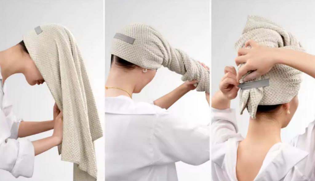 Sauna Towel Hair Turban Pareo Set Beige [Towel4]
